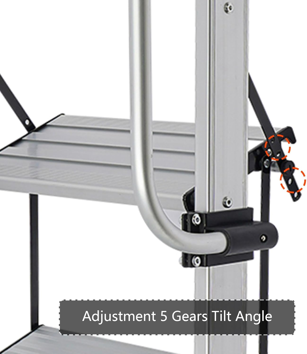 4.7FT Bunk Bed Ladder Universal 4 Step Ladder Aluminum Folding Bunk Ladder with Handrail and Wide Pedals, Heavy Duty Climb Ladders for Loft Truck Boat Dorm RV, Silver