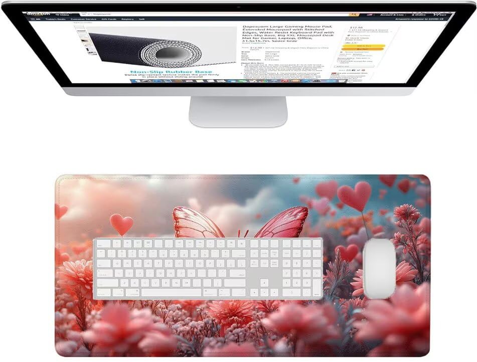 Tapis de souris rose 1000x500 antidérapant résistant à l'eau pour ordinateur de bureau - 3