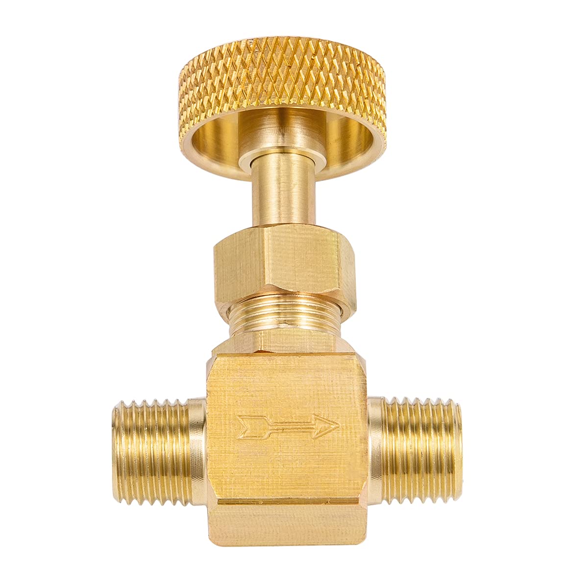 2 válvulas de aguja de control de repuesto de latón resistente de 1/4 pulgadas Npt macho x 1/4 pulgadas Npt conexión macho