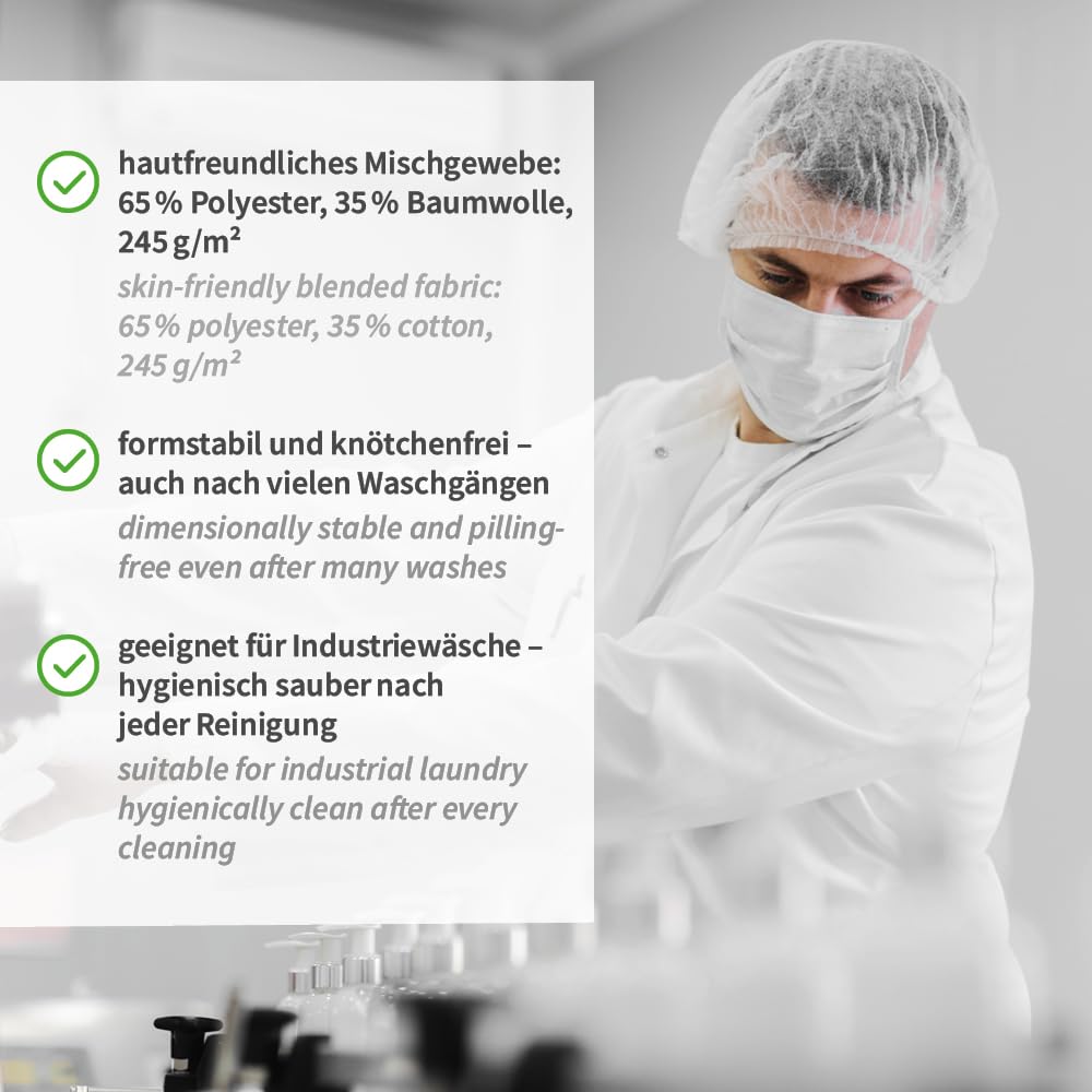 Franz Mensch 1 Stück HACCP Hosen | Polycotton, weiß, M, Hygienehose, Pflegerhose,Gesundheitshose