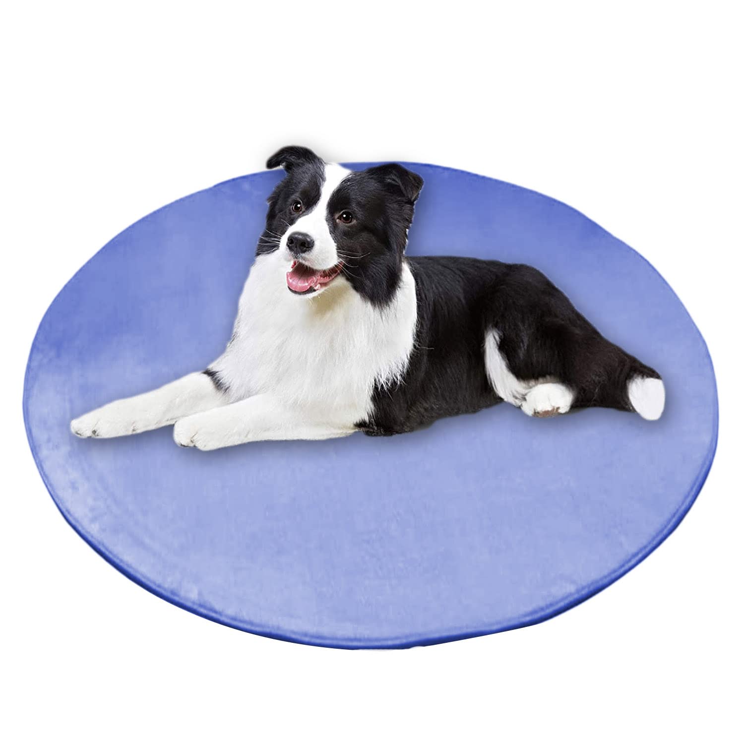 Waigg Kii Dog Bed Round Pet Mat,Coral Velvet Soft Anti-Slip Dog Cushion,Anti-Anxiety Large Dog Mattress for Small Medium Large Cats Dogs (Round 60cm,BlueB)