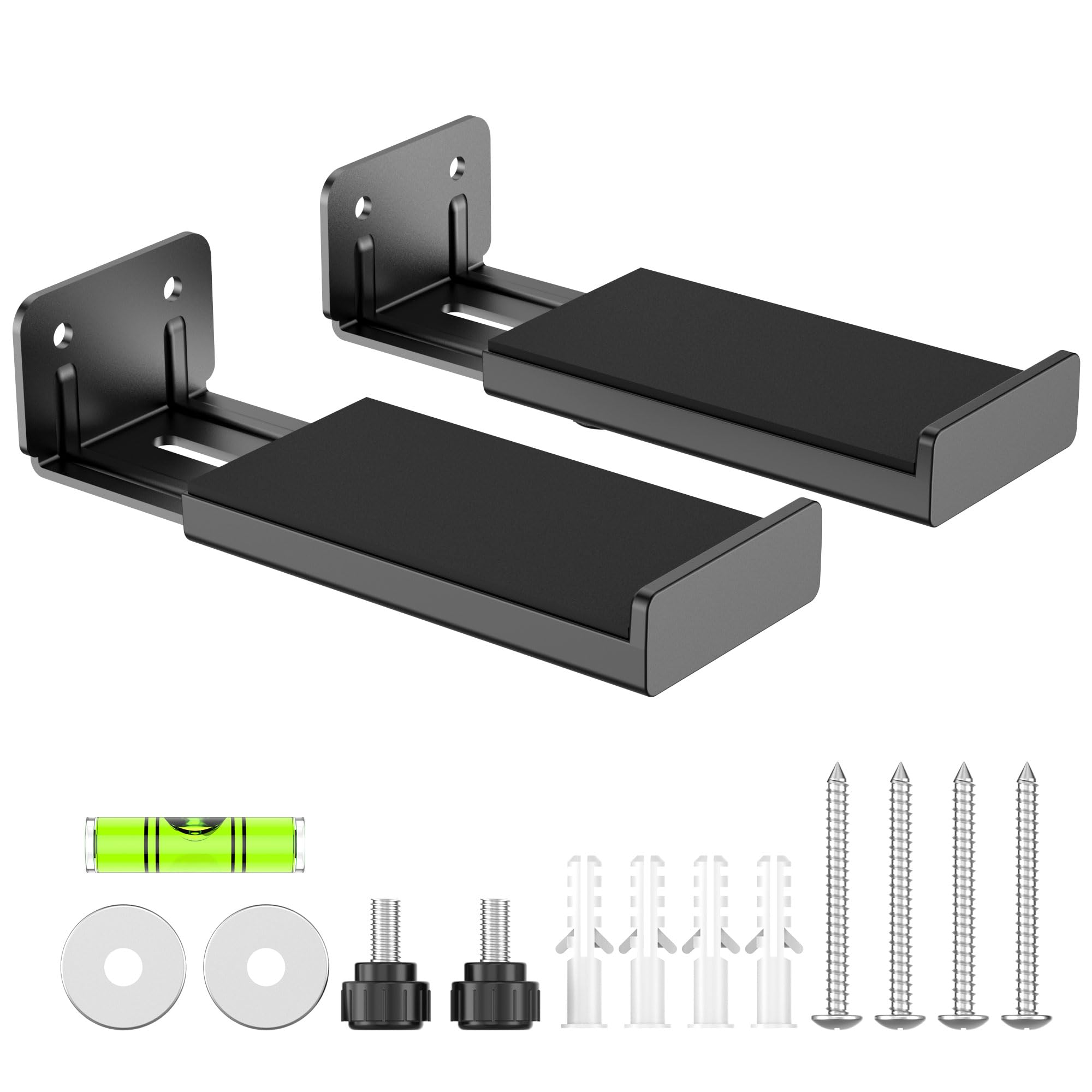 Supporto da parete per soundbar PlusAcc, portata 15 kg, profondità regolabile 10-17 cm, Nero