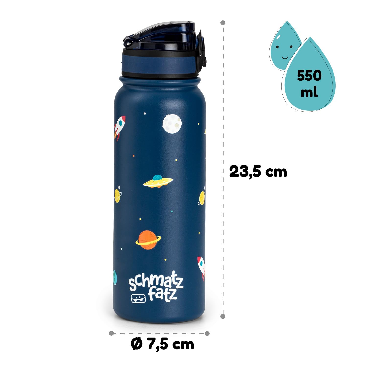 schmatzfatz Borraccia Termica 550 ml, Borraccia Isotermica per Bambini, Bottiglia Isotermica per Bevande Calde, Termus Acqua Fredda, Borraccia Termos, Senza BPA, Bottiglia Metallo Senza Fuoriuscite