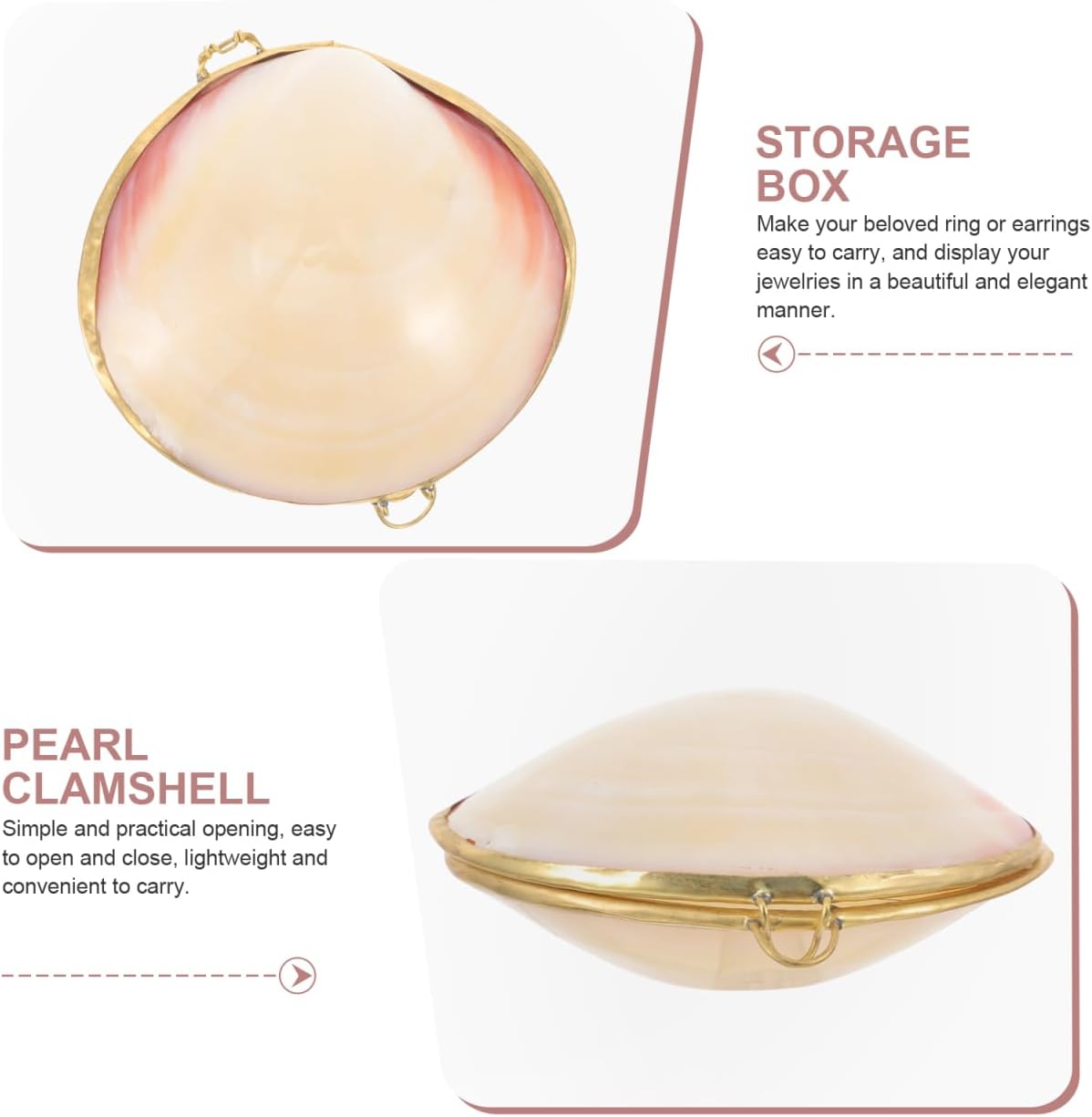 COHEALI Box Shell Jewelry Holder Earring Holder Metal Seashell Figurine Pendant Case Delicate Jewelry Organizer White Child Natural Freshwater Shells Showcase - Image 6
