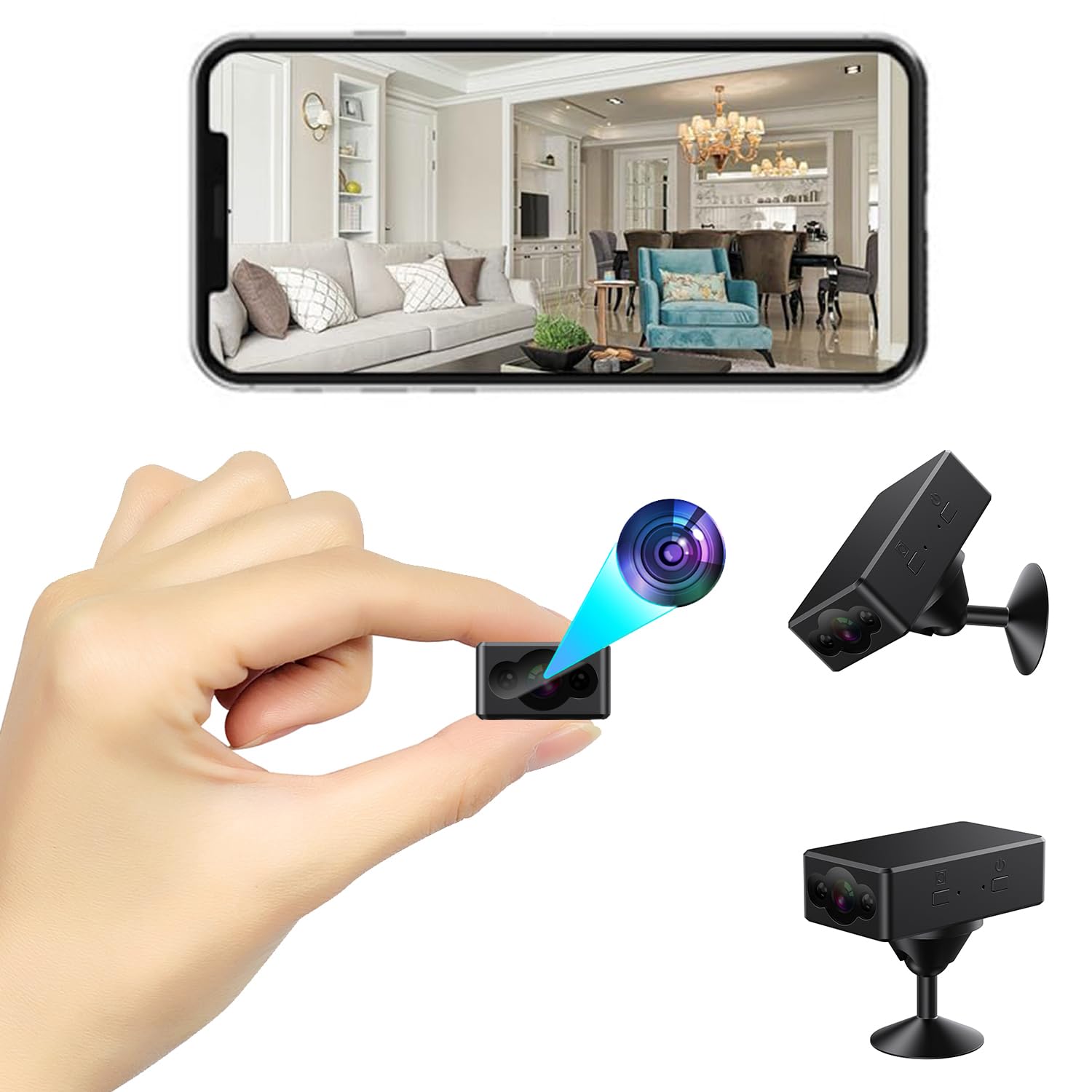 Haushalts-Minikameras, Sicherheitskamera, drahtlose WLAN-Kameras, mit Bewegungserkennung, Auto-Nachtsicht, Babyphone, Heimkamera, Loop-Aufnahme, winzige tragbare Kamera, 256 GB MAX