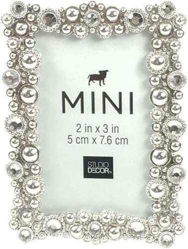 Studio Decor Marco de fotos de metal plateado con biselado, 2 x 3