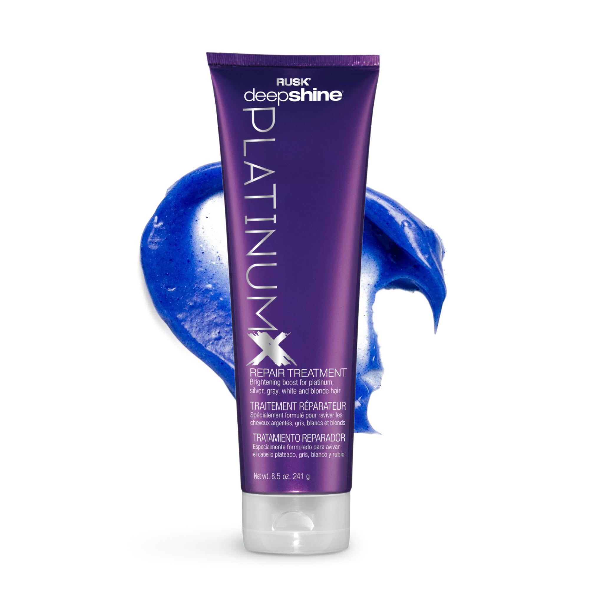 RUSK Deepshine PlatinumX Onarım İşlemi, 240 ml, Kimyasal Olarak İşlem Görmüş veya Hasar Görmüş Saçları Onarır, Parlaklık ve Nem Katar, Platin, Sarışın, Gri ve Gümüş Saçları Onarır