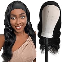 Vista 1 de Pelucas con diadema para mujeres negras, pelucas de cabello humano ondulado para usar y llevar, pelucas sin pegamento, peluca de cabello humano