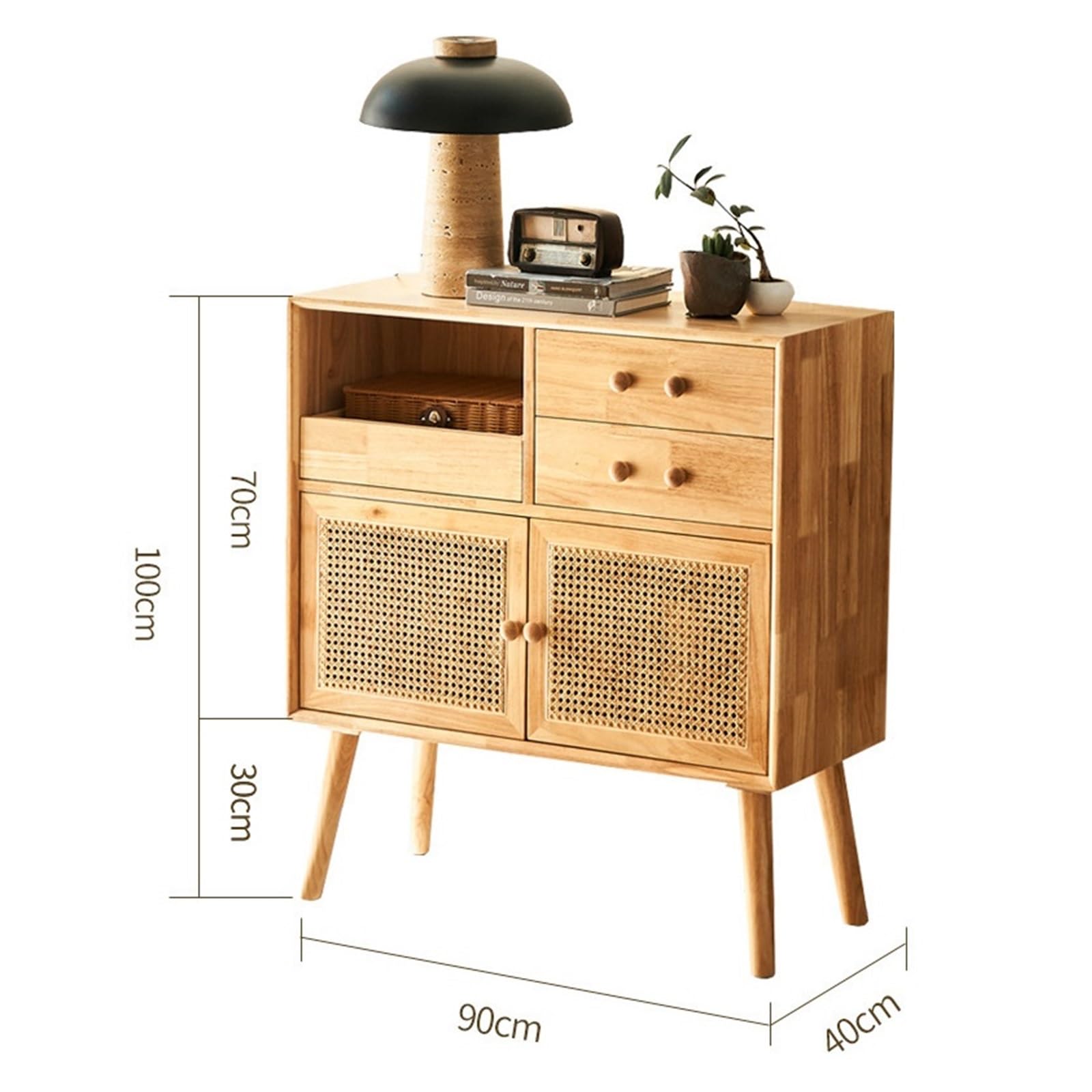 Buffetschrank Wohnzimmer Massivholz Rattan Lagerschrank Haushalt Mit Schublade Esszimmerschrank Anrichte Sideboard