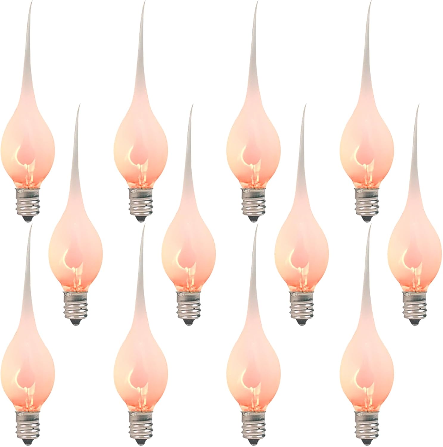 Flicker Flame Candle Light Bulbs,Silicone Replacement Bulbs for Country Style Electric Window Candle Lamps Chandeliers,120/1 W C7/E12 Candelabra Base 12 Pack