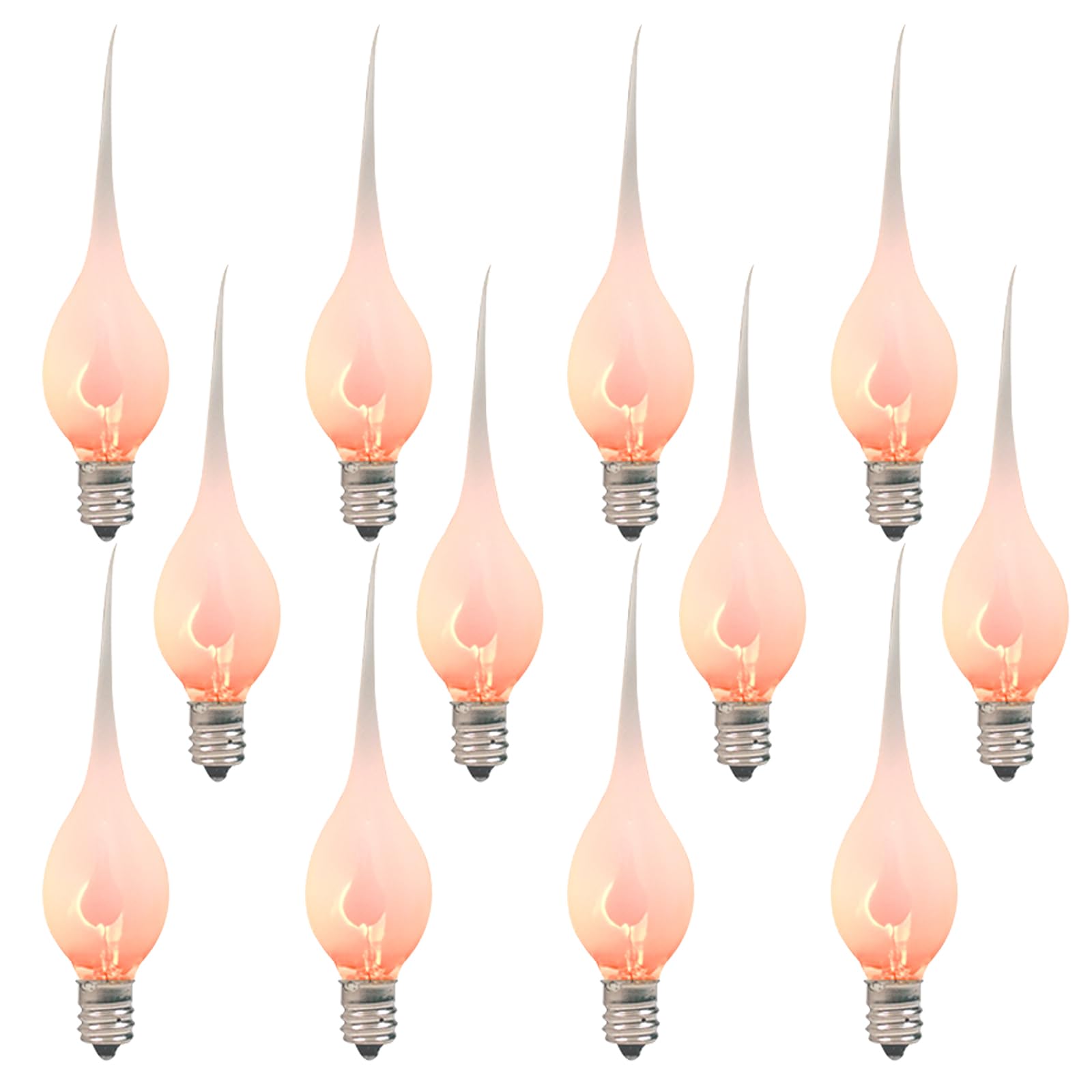 Konictom Flicker Flame Candle Light Bulbs,Silicone Replacement Bulbs for Country Style Electric Window Candle Lamps Chandeliers,120/1 W C7/E12 Candelabra Base 12 Pack