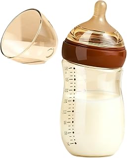 Feeding Bottle Glass 15-Degree Slanted Heat-Resistant Dispenser | Breast-Like Young Kids Bottle for New Parents Grandparents Dining Home Travel Family Outings