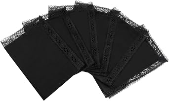 Black Lace Handkerchiefs for Women Soft Cotton Womens Handkerchief | Practical Size for Carrying, for Funeral Wedding Daily, Thick Enough, Fashion Lace Patterns, Set of 6/12PCS