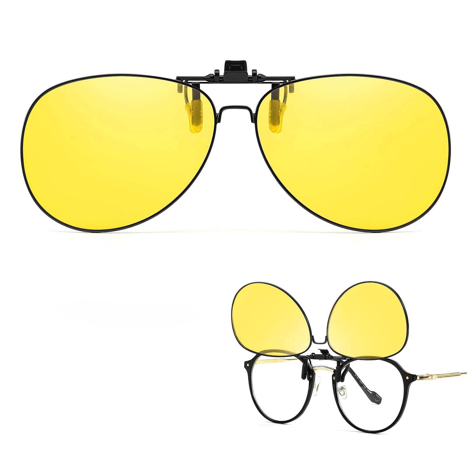 VIEWBETTER Aviator Clip On Night Vision Driving Glasses