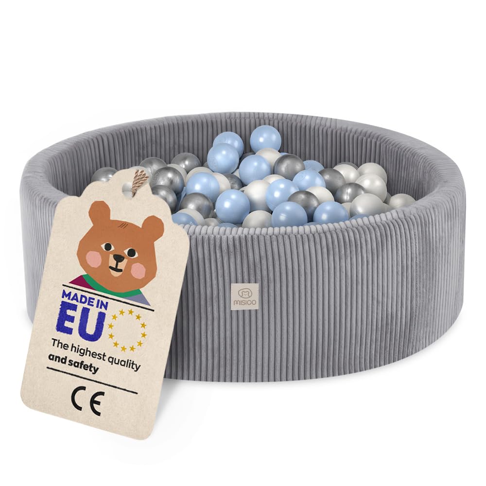 MISIOO Piscina de bolas con relleno de espuma – 90 x 30 cm – 200 bolas de para niños – Juguete suave y seguro – lavable