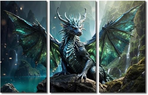 Wall Pictures for Living Room Dragon Pictures Canvas Print Animal Wall Art 3 Pie