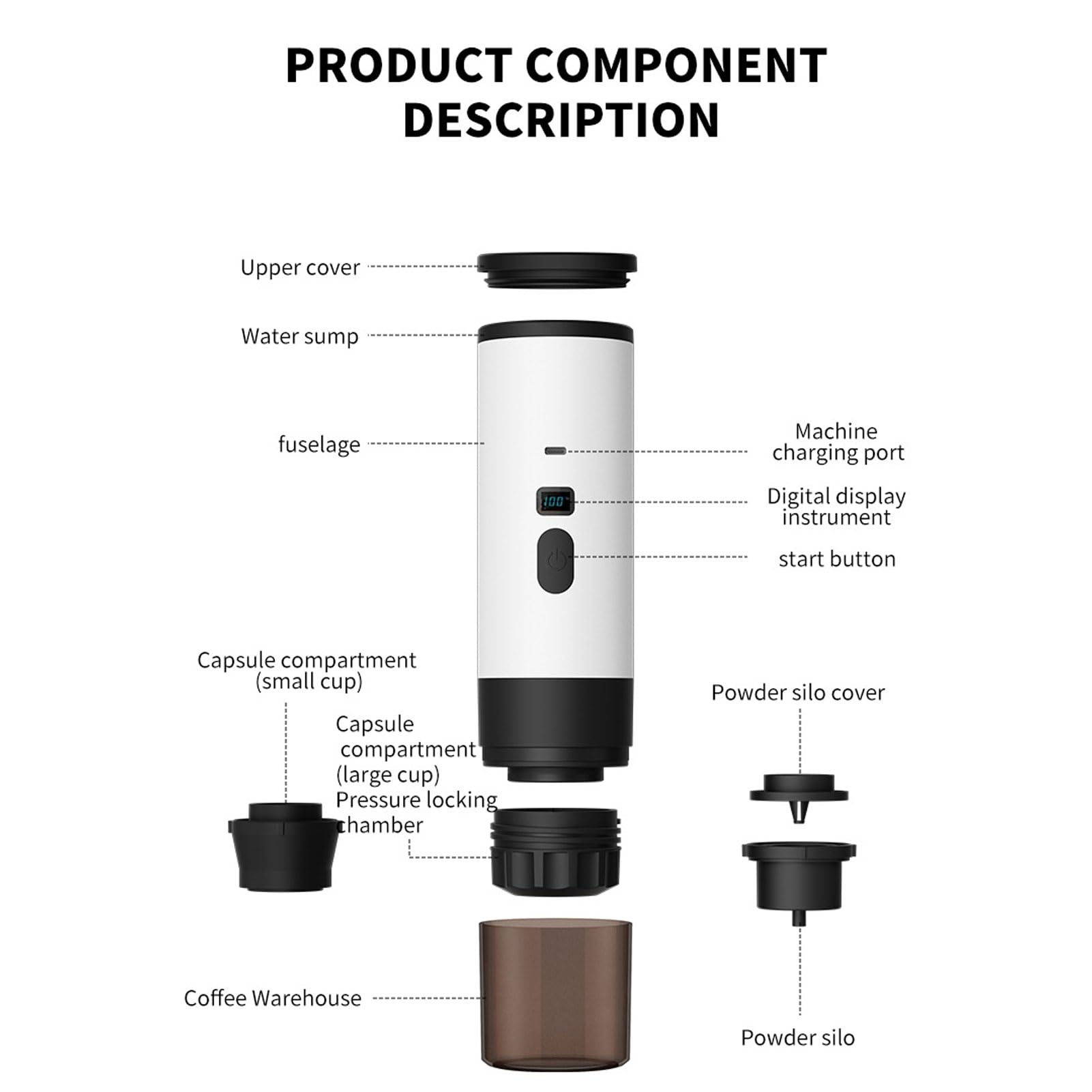 Cafetera Portátil Compacta Autocalentable, Cafetera a Presión de 20 Bares para Camping, Viajes y Oficina