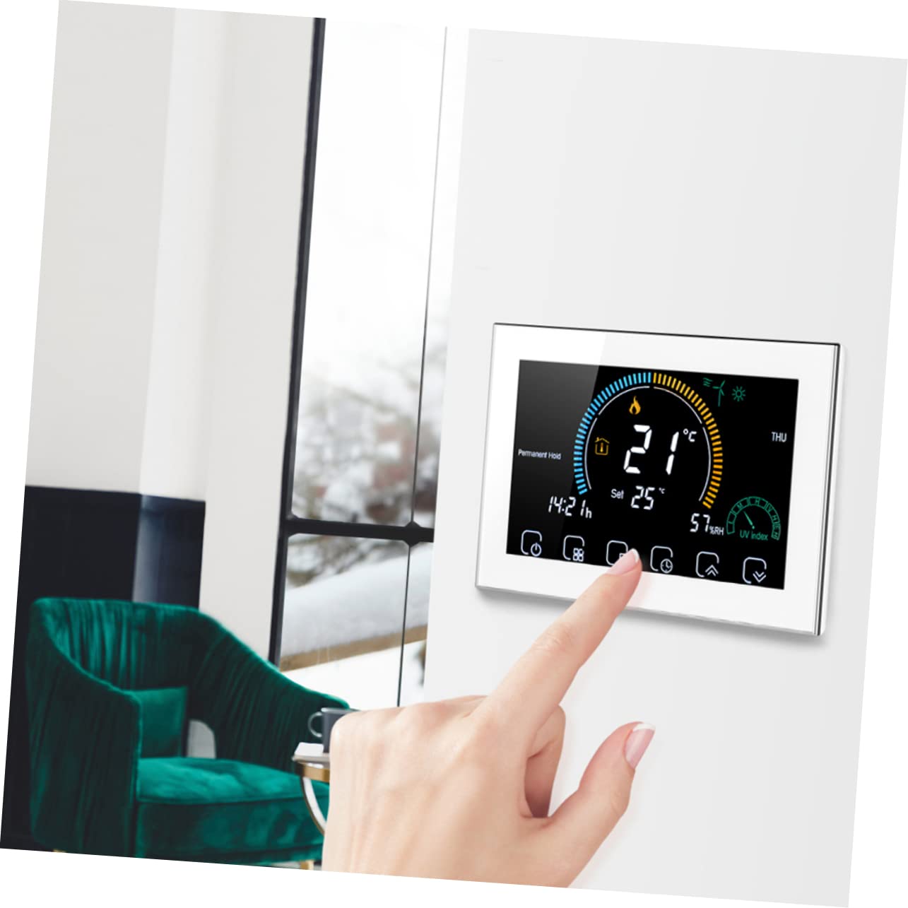 NUOBESTY Smartes Thermostat Mit Farb-LCD Und Touchscreen Geeignet Kassetten Euro-runddosen Komfortable Temperaturregelung