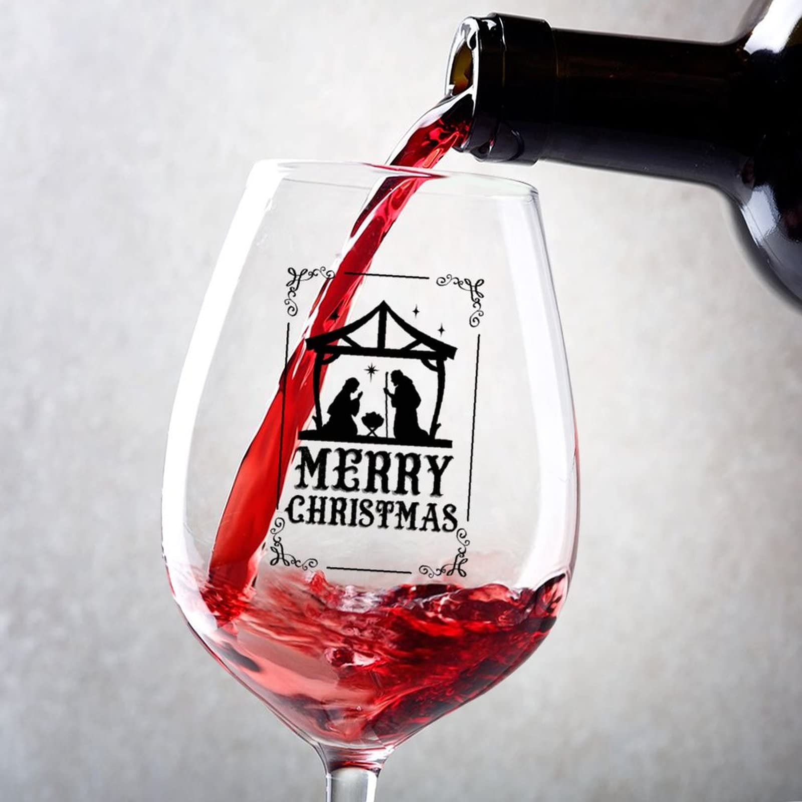 Verres à vin de 325 ml Merry Christmas pour repas de fêtes et enterrement de vie de jeune fille