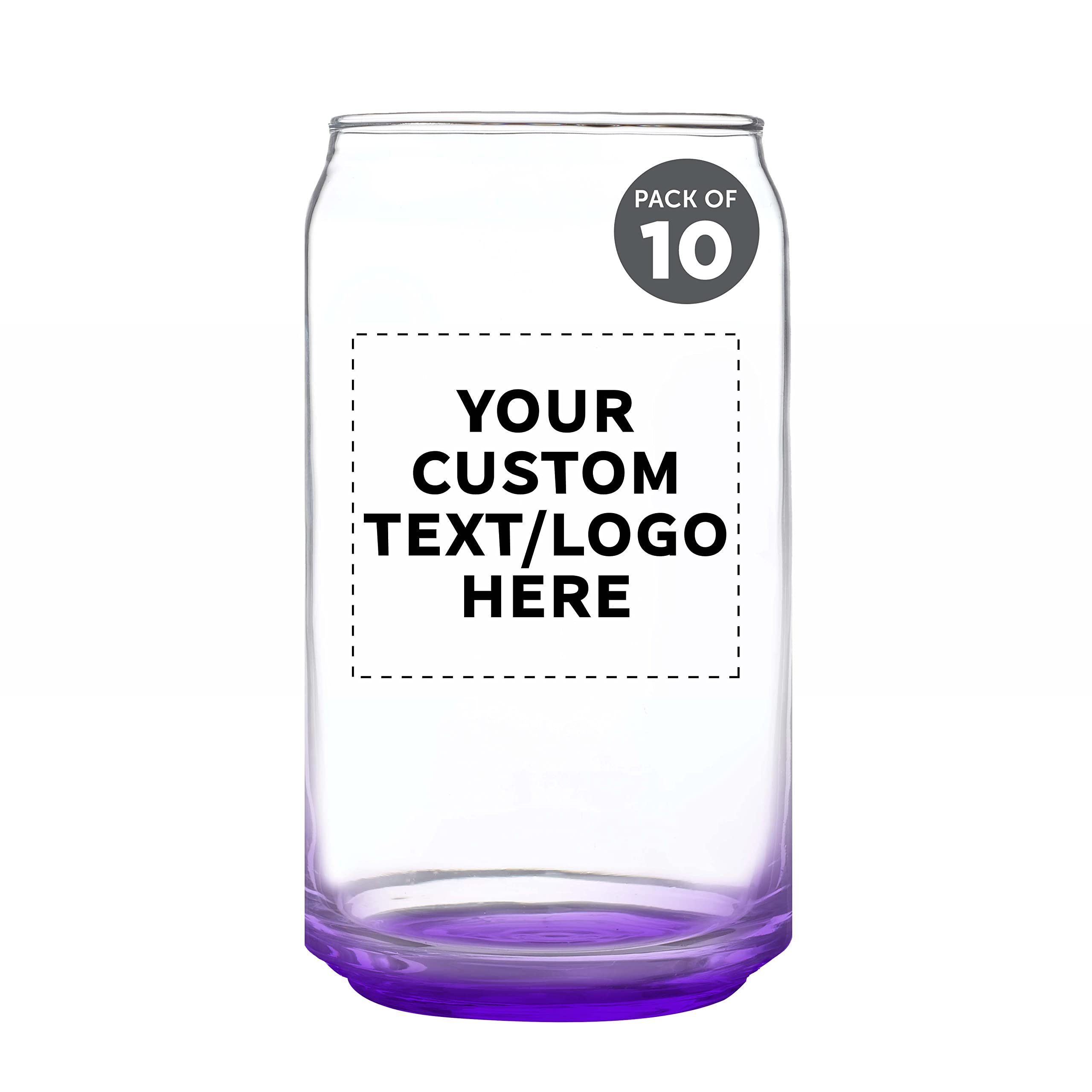 Custom Beer Can Glasses Set of 10 16 oz Pint Sized Promotional Text Logo Soda Can Shape Glassware