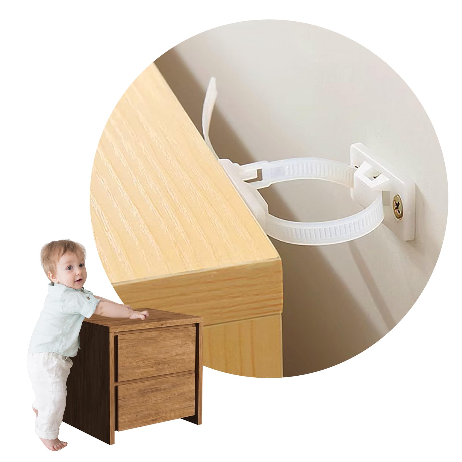 10pcs Baby Furniture Straps,Adjustable Proofing Anti-Tip Furniture Anchor Straps kit,Falling Furniture Prevention Device,Safety Furniture Wall Anchors for Proofing Dresser,Cabinet,Closet,Bookshelves