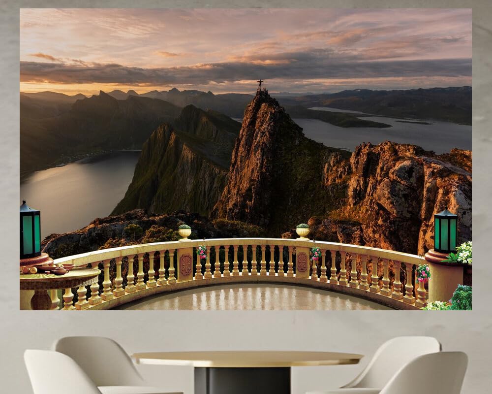 JVERF - JZZD25874 Norway Mountains Senja Crag Fjord| Self-Adhesive Open Window Wall Sticker