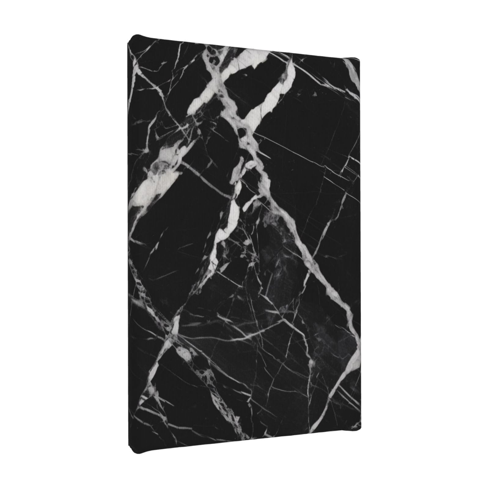 YKLJG Black and white marble Printed Wall Art Canvas Painting 20x30 CM Wooden Framed Picture Painting Artwork Prints for Bedroom Kitchen Home Office Decor
