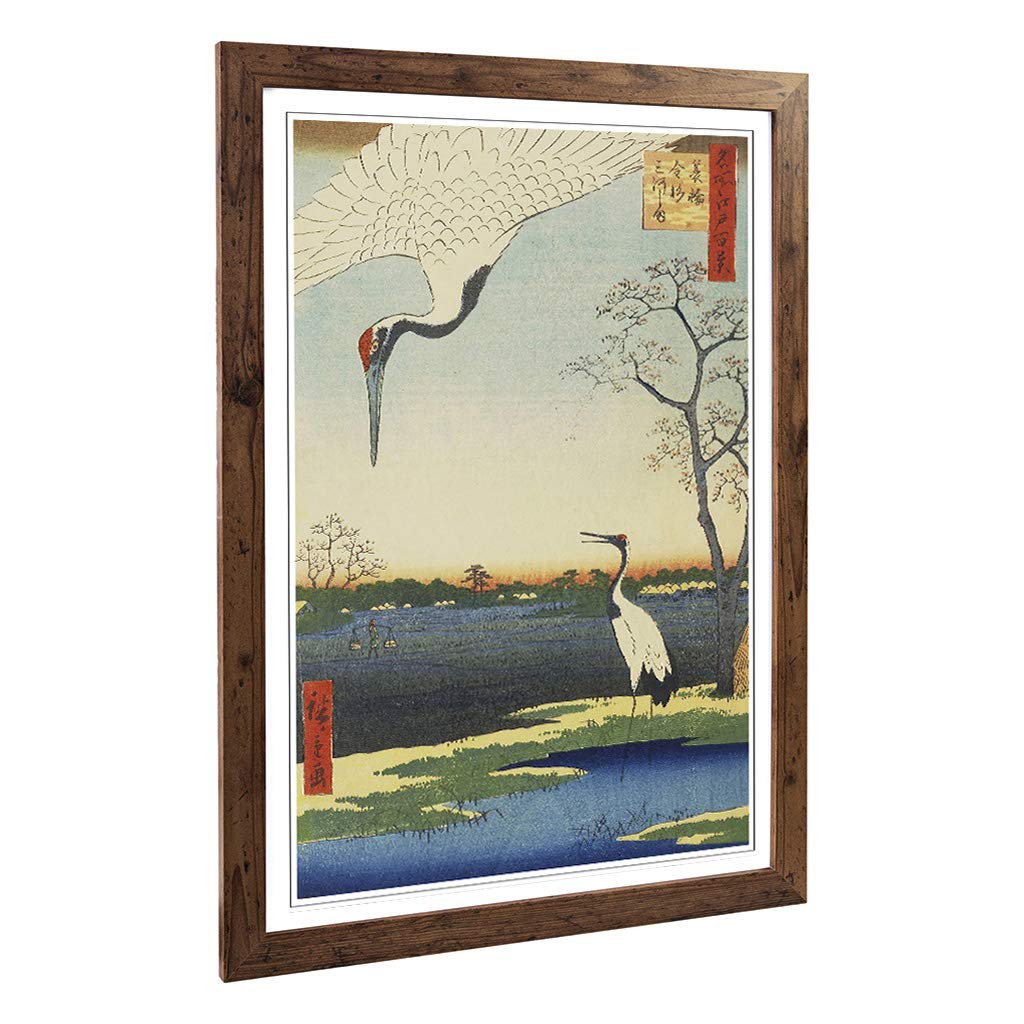 Big Box Art Framed Print of Hiroshige Japanese Oriental Kanasugi Design | Wall Art Picture | Home Decor for Kitchen, Living Room, Bedroom, Hallway, Walnut, A2 / 24.5x18 Inch / 62x45cm