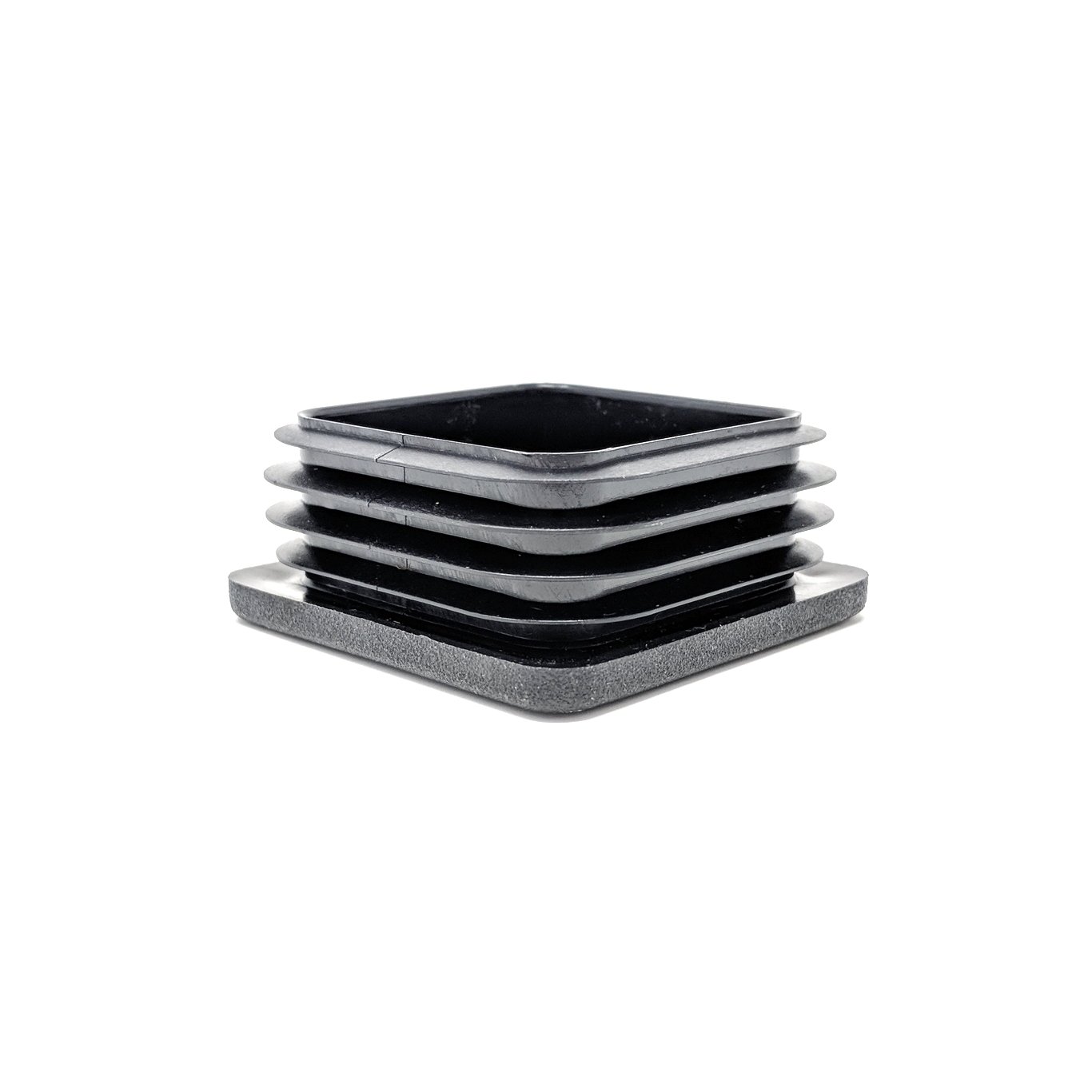 Square Ribbed Plastic Insert Plugs End Caps (Black, 60x60mm See Second Image for Dimensions- Pack of 4) Made in Germany.