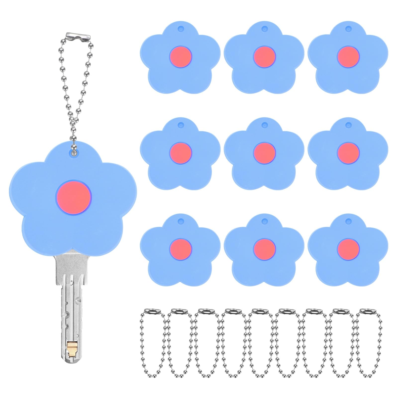 TIXIPEM 10Pcs Flower Key Covers Caps Silicone Blue