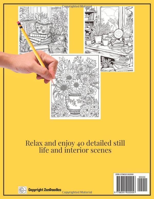 Miniatura 2 de Still Life Adult Coloring Book Relax and enjoy 40 detailed still life and interior scene drawings