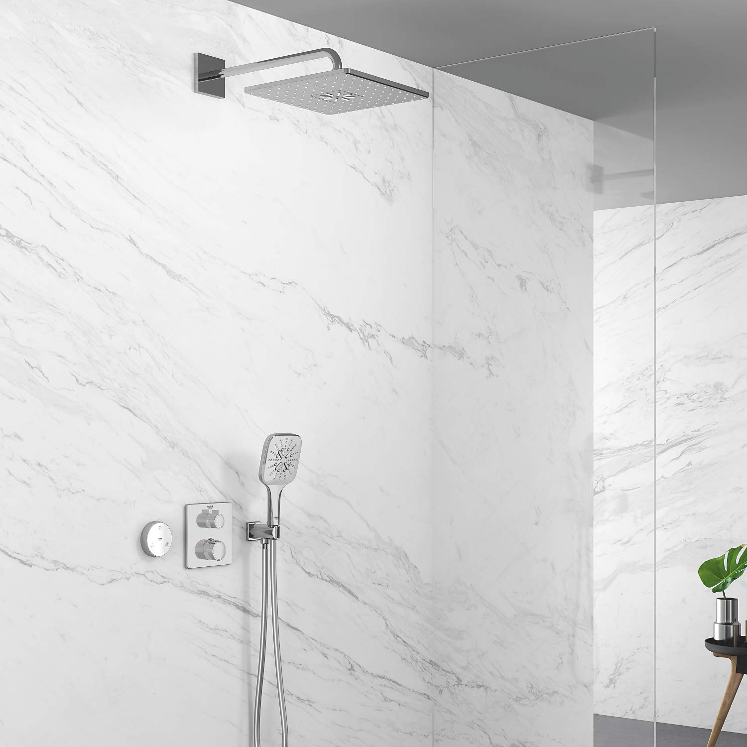 GROHE Parte Esterna Termostatico Incasso a 2 Vie (Doccia) per Rapido Smartbox Grohtherm, Design Squadrato 24079000