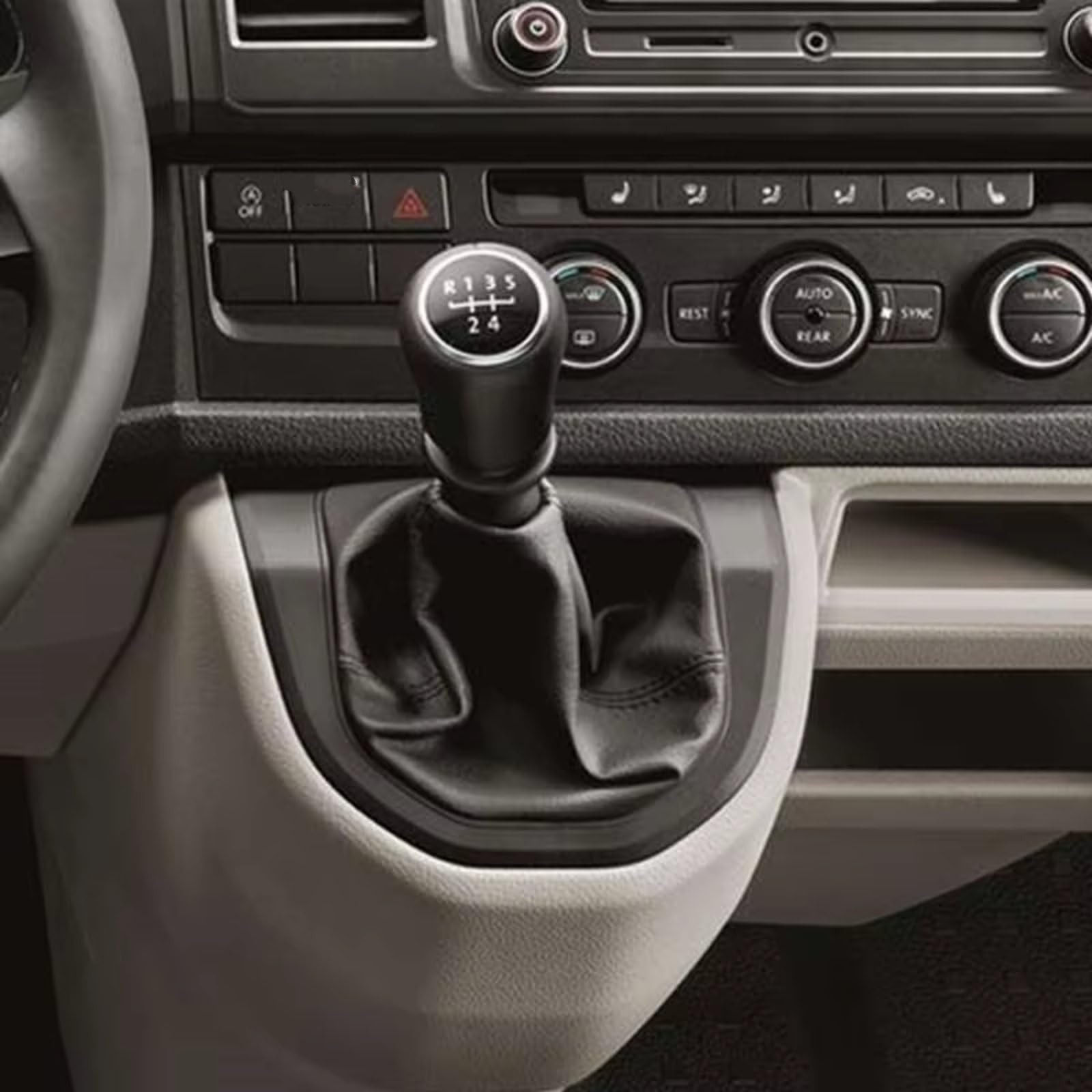 Zamiennik do VW T6 T7 do Transportera do Multivan do Caravelle 2016-2020, gałka zmiany biegów, osłona bagażnika, gałka zmiany biegów samochodu (5-biegowa gałka srebrna) (5-biegowa obudowa czarna)