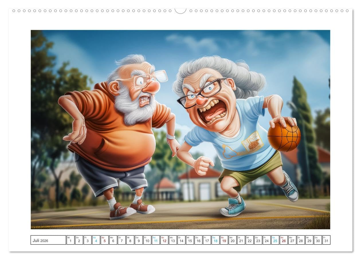 Alt, aber nicht leise (hochwertiger Premium Wandkalender 2026 DIN A2 quer), Kunstdruck in Hochglanz: Satirische Sprüche und witzige Illustrationen ... zum alten Eisen gehören. (CALVENDO Spass)