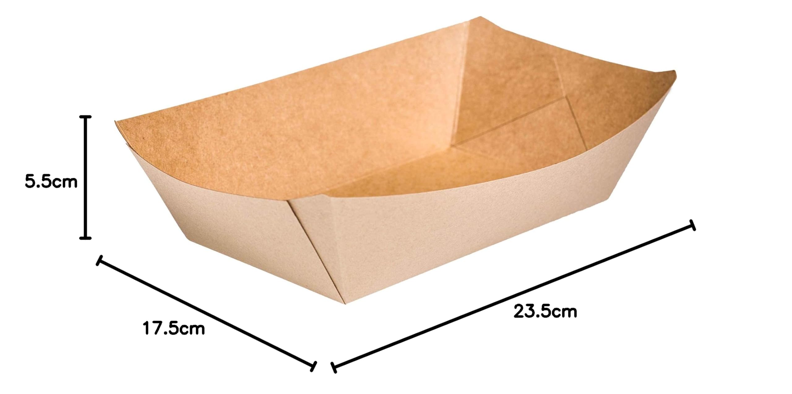 MAQA 250 bandejas de cartón para comida, botes rectangulares para comer con los dedos, bandeja de papel kraft reciclable 25.5x17.5x5 cm/1
