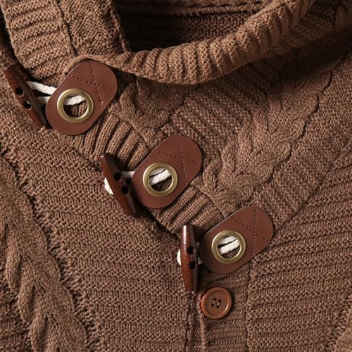 Men's Turtleneck Cable Knit Button Down Cardigan-Winter Cardigan Sweaters for Men4