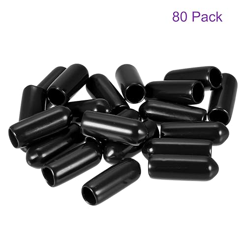 Miniatura 10 de DMiotech Paquete de 80 protectores de rosca de tornillo negros de 14 pulgadas (0.236 in) de diámetro interior, tapas de goma para pernos de tornillo