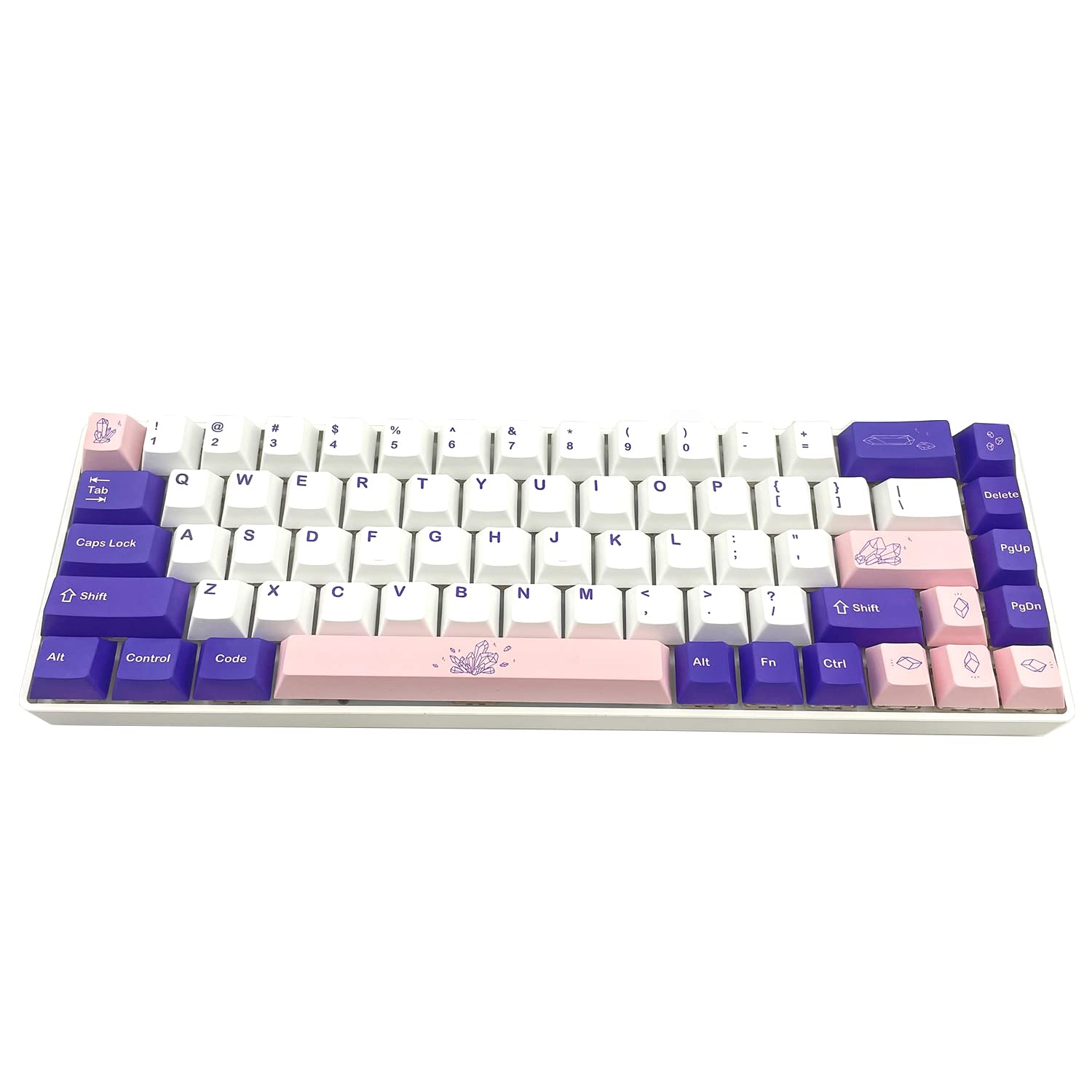 PBT Keycaps 5-Faced Dye-subbed Keycaps Set ANSI ISO Layout Compatible GK61 64 68 84 87 104 108 Mechanical Keyboards (Purple & White)
