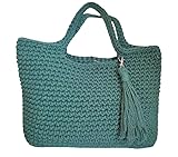 Bolsa de Crochê femenina Sacola Barbante 24 fios verde musgo
