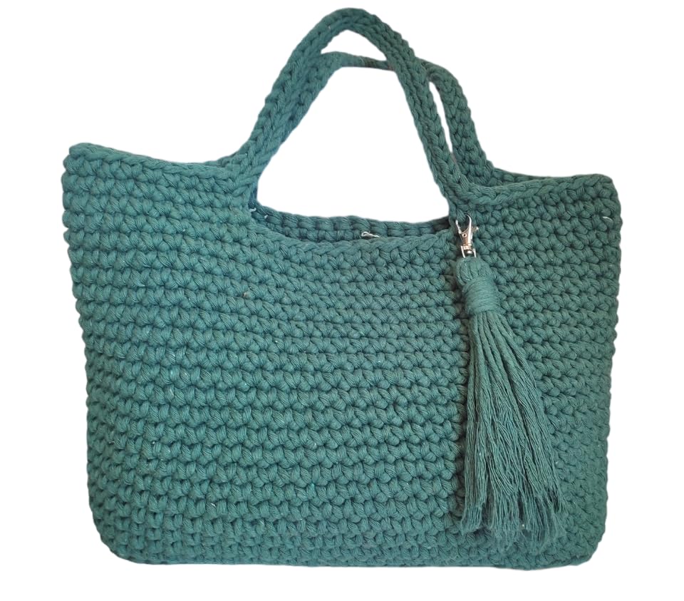 Bolsa de Crochê femenina Sacola Barbante 24 fios verde musgo