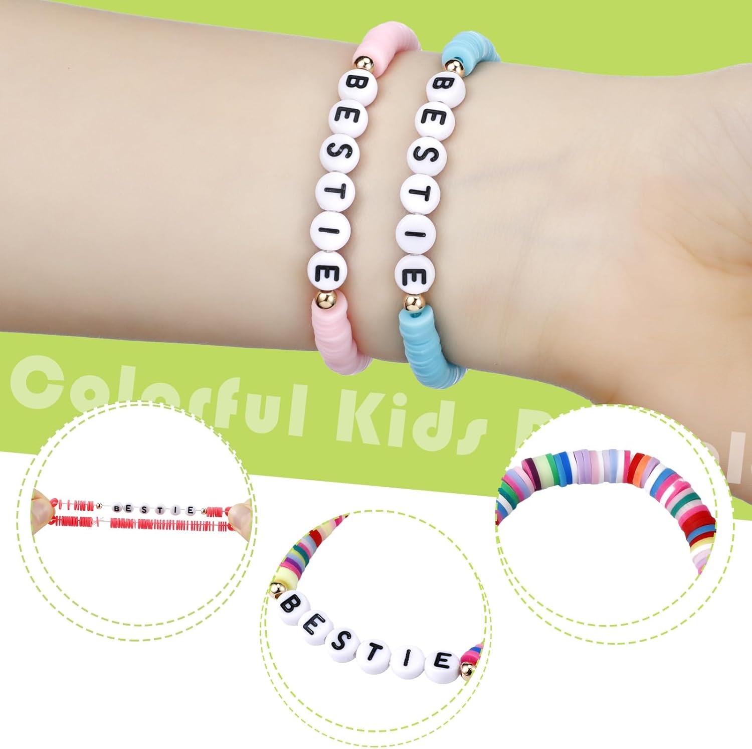 Sureio 24 Pulseras Coloridas De La Amistad De Bff Con Letras Y Corazón, Mejores Surfistas, Pulseras Elásticas De La Amistad Con Cuentas Para Mujeres, Regalos Para Adolescentes