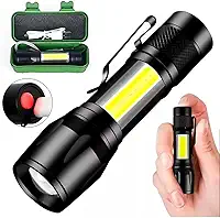 Mini Lanterna Alumínio 3 Modos Super Potente Led + Função Lampião Recarregável Usb C/Zoom Camping Com Estojo. Mais Forte do Mercado