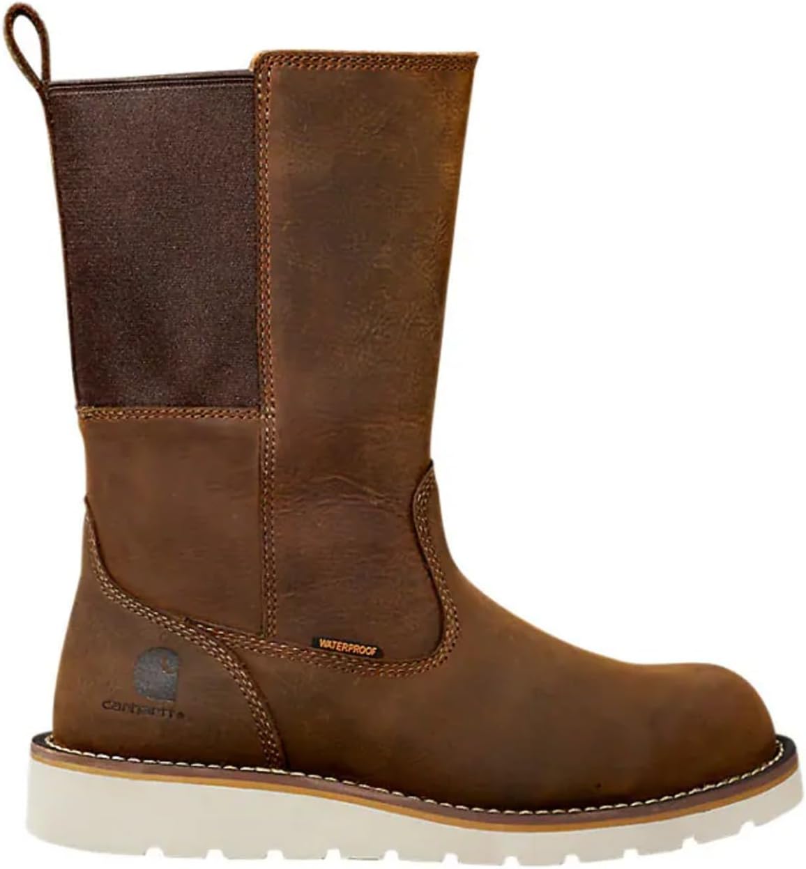 Carhartt Women's Waterproof Steel Toe Wellington Boot Slip On Work Boot Leather Slip Resistant Wedge Outsole