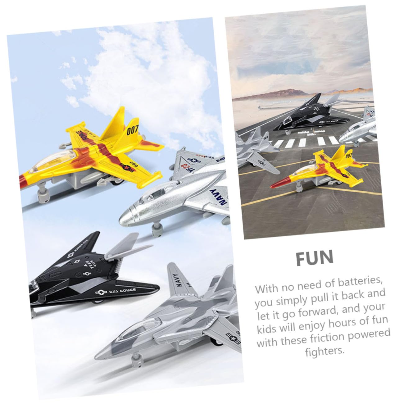 4 Piezas de Juguetes de Aviones de Aleación Motor de Fricción para Niños, Mejora Habilidades Cognitivas, Adecuado para Colección y Obsequio de Navidad