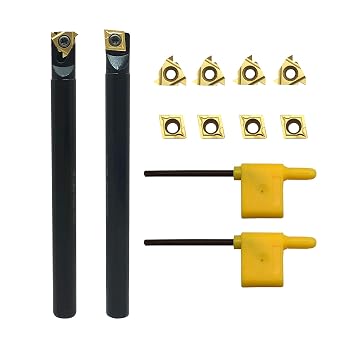 12pcs 1/2in Shank Indexable Boring Bars Turning Tool Holder S12M-SCLCR09 SNL0013M16 with Indexable Carbide Turning Insert CCMT32.51 and Threading Inserts 16ER AG60