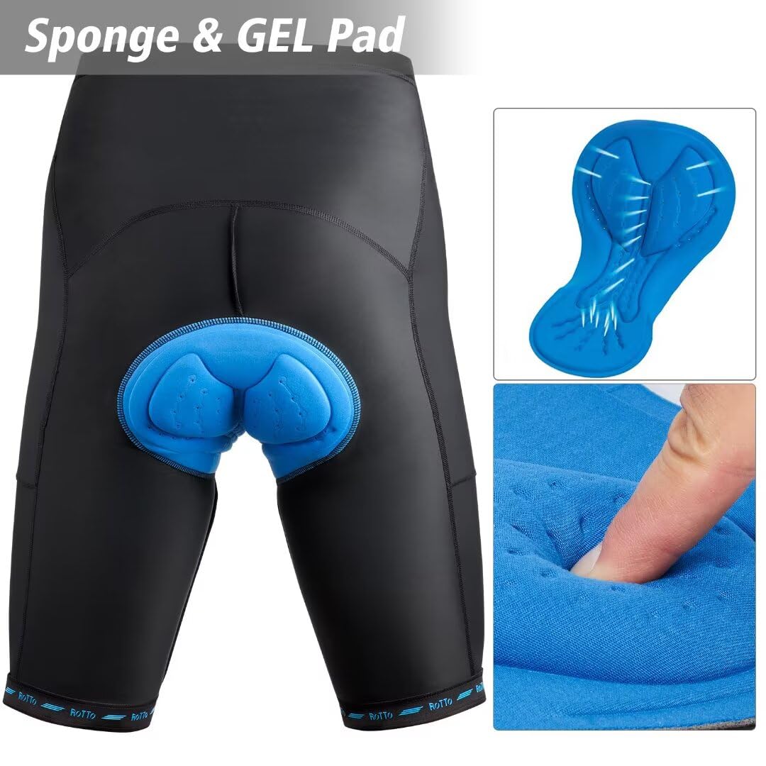 ROTTO Pantalones Cortos de Ciclismo para Hombre Pantalones Cortos de Bicicleta Acolchados