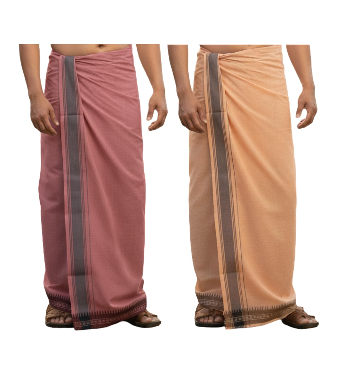 Hornbill Enterprises Cotton Men's Kerala Style Cotton Dhoti Single size -1.9 meters Big Set-2-picture-11