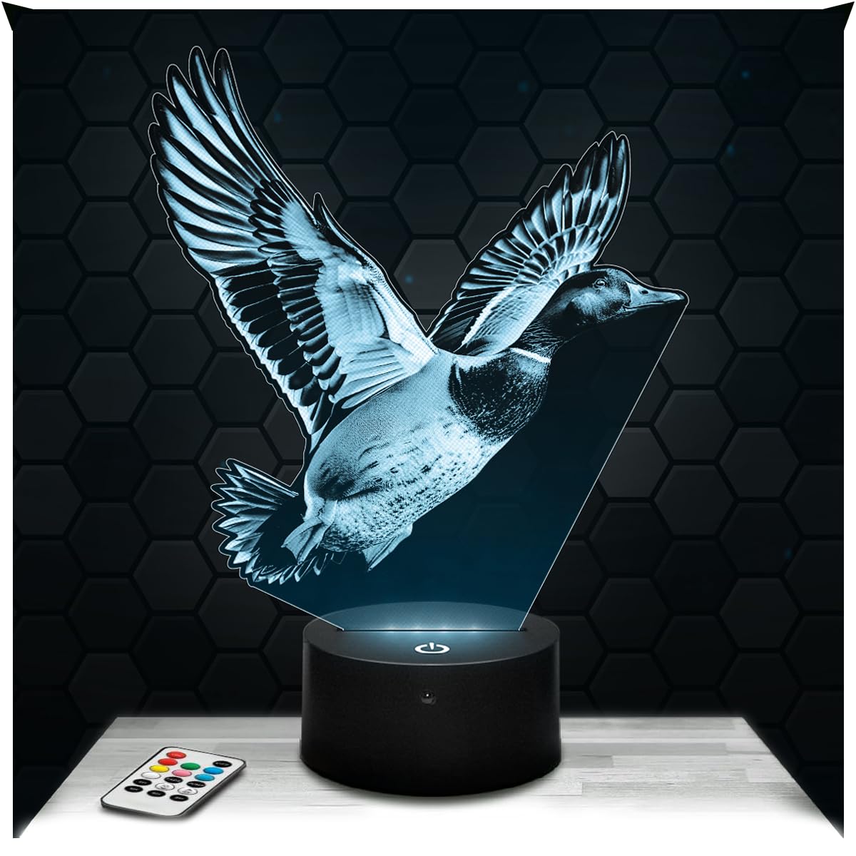 Lampephoto.fr - Duck in Flight 3D Lamp Animal Touch Night Light Led, 3D Hologram Effect, Christmas Birthday Gift Idea for Boy or Girl, Room Decoration Object
