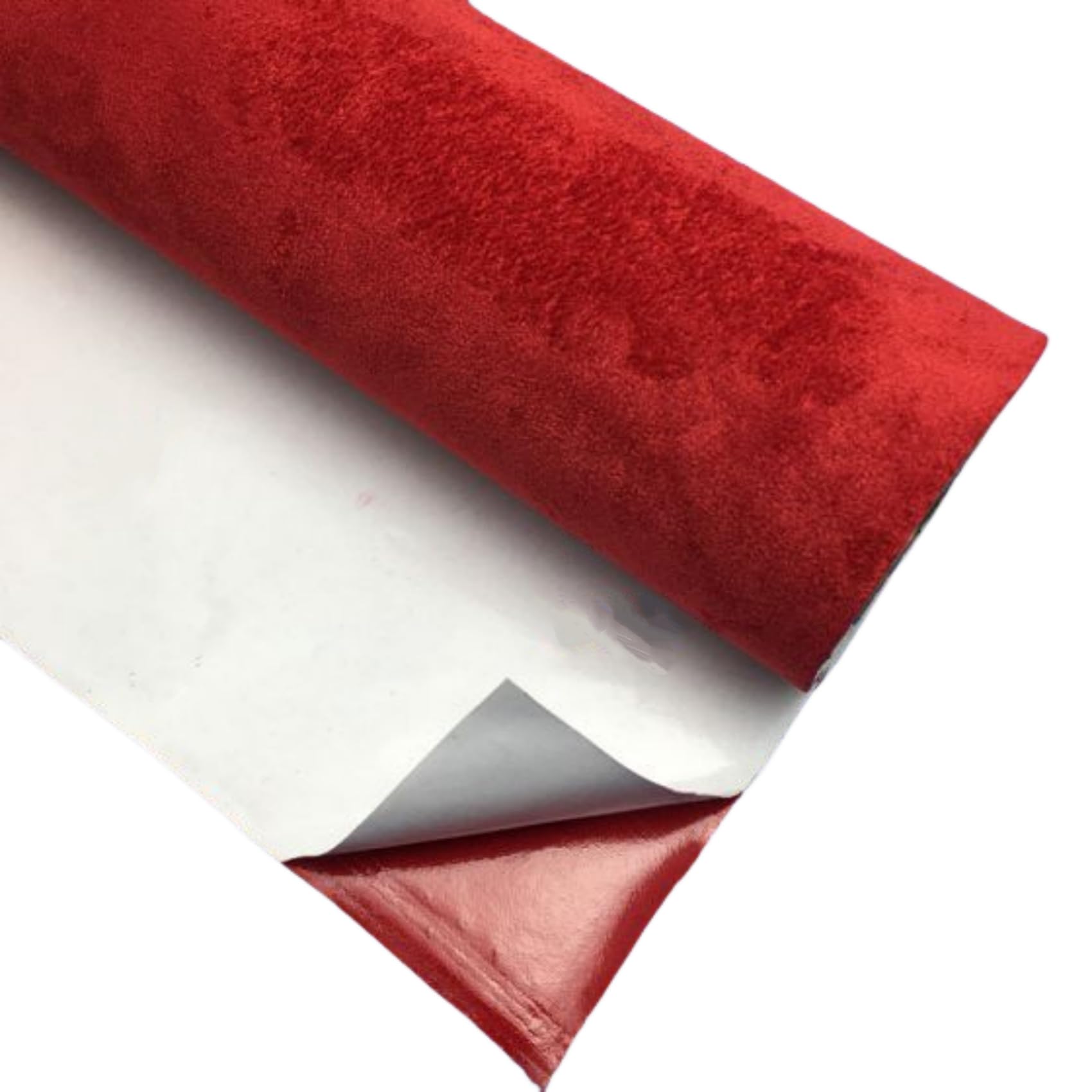 Microfiber Suede Fabric Self-Adhesive Car Wrapping Film, Faux Suede Vinyl Synthetic Leather Stretch Film Fabric for Car Interior Decorate (Red, 11.81 x 59 in (30 x 150 cm))