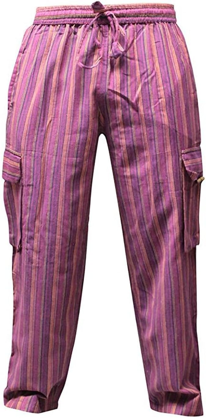Shopoholic Fashion Mens Light Weight Stripe Hippy Combat Trouser